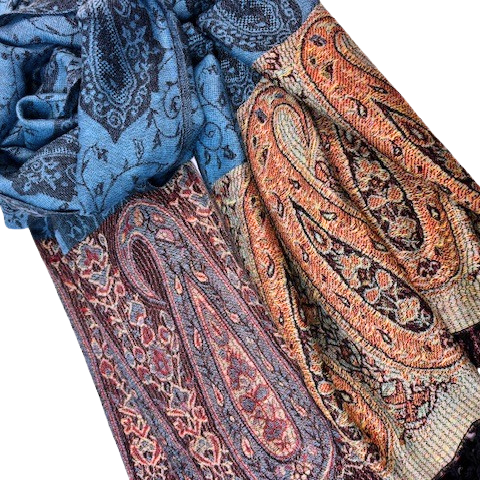 Silk/Wool Scarf / Shawl Paisley Border 100x70cms