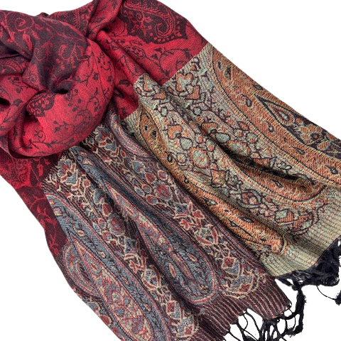 Silk/Wool Scarf / Shawl Paisley Border 100x70cms