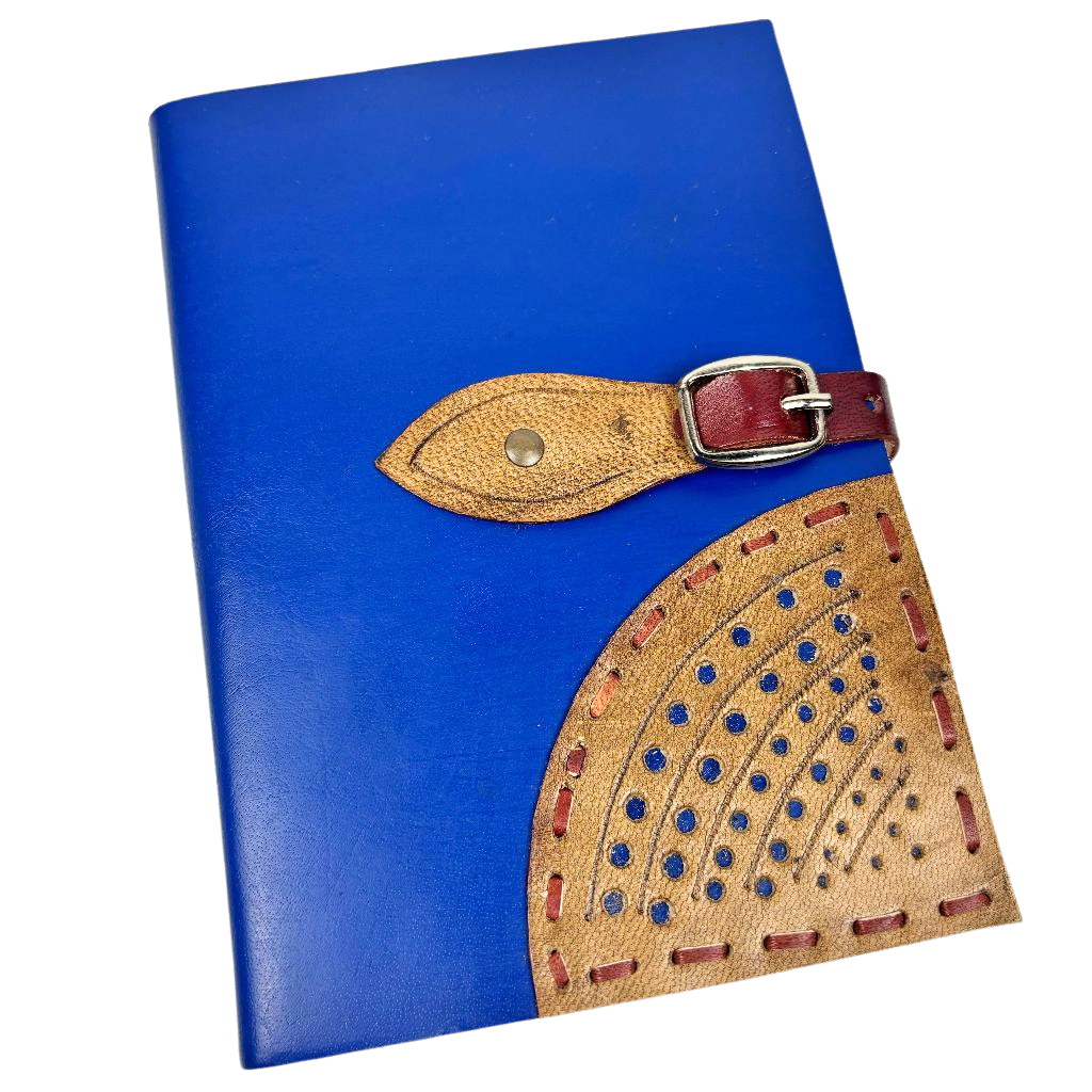 3J099 Mandala Journal Blue Leather13x18cms 200 pages