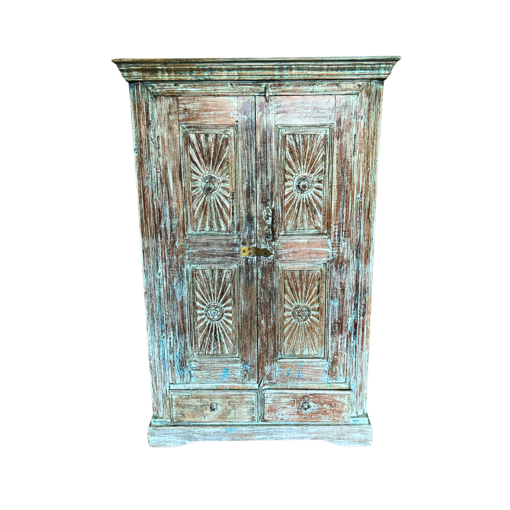 FUR607 Wooden Cupboard with 2 Doors and Intricate Carving  (108w45d171h)