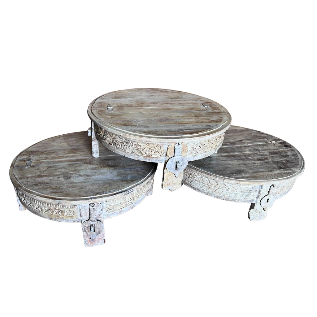 FUR609 Wooden Old Grinder Coffee Table with Half Lid  (82w82d34h)