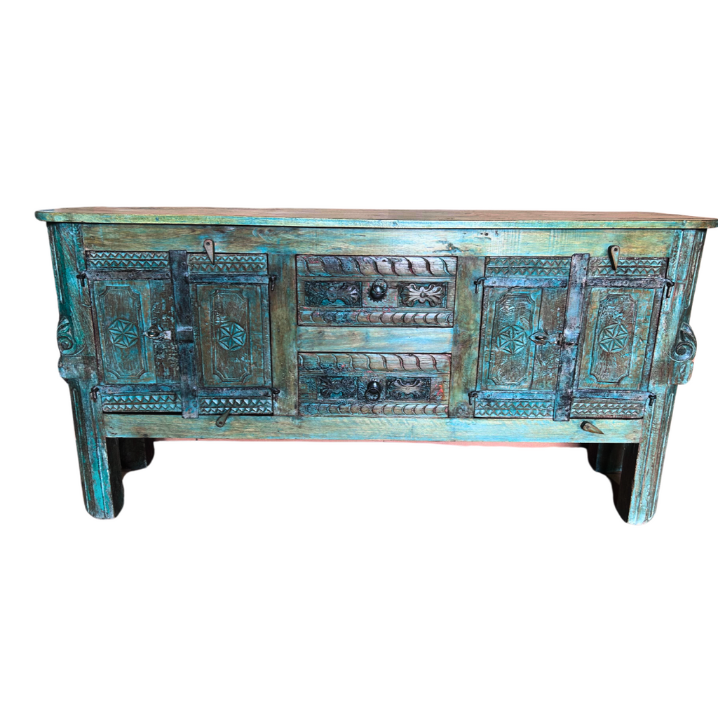 FUR612 Sideboard with Intricate Carving 2 drawers & 4 removable doors for display  (156w38d80h)