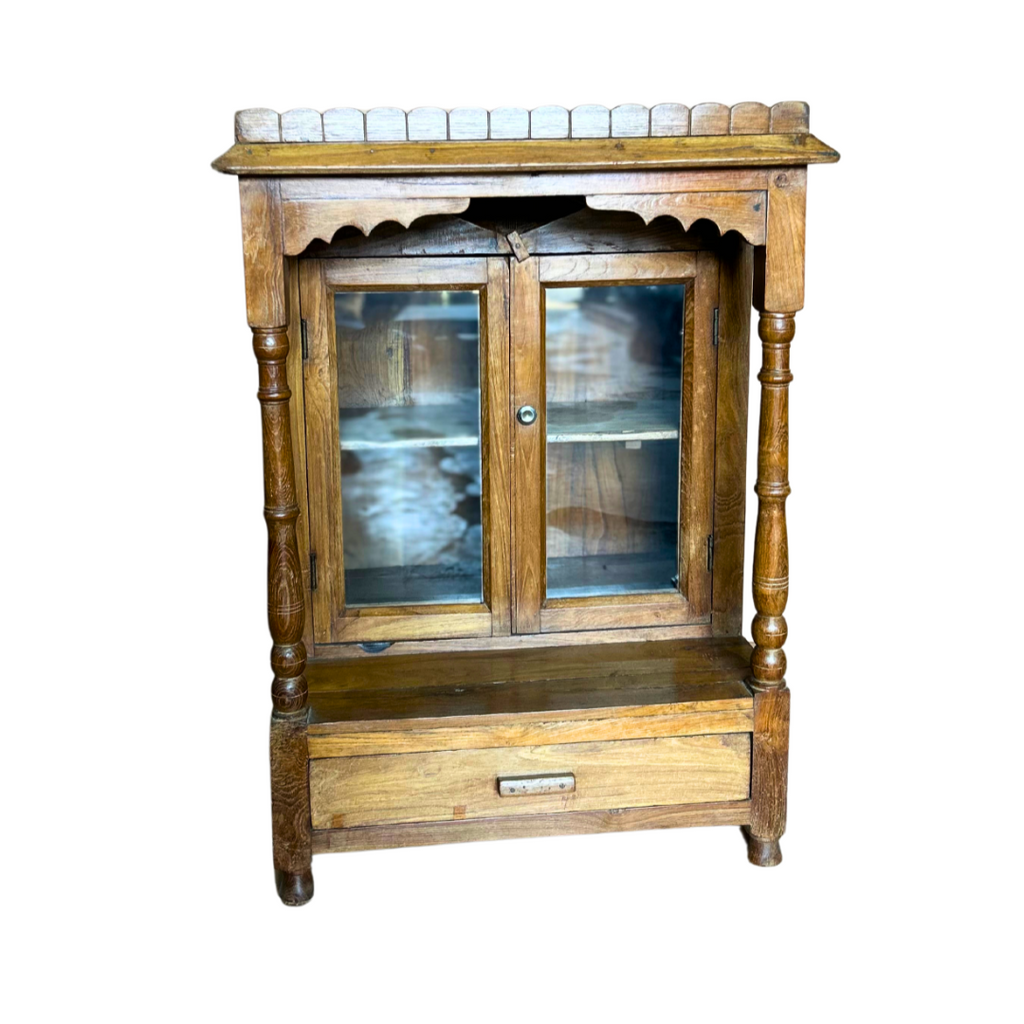 FUR613 Wooden Temple with glass doors shelf and Drawer  (56w44d77h)