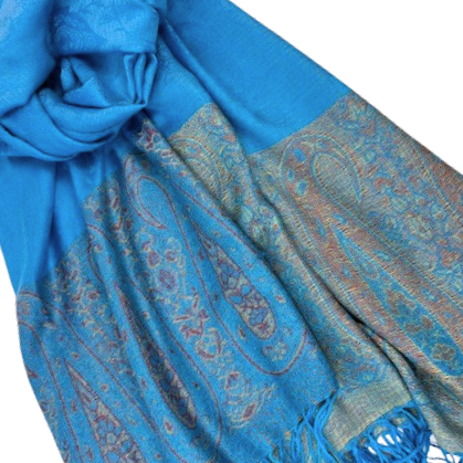 Silk/Wool Scarf / Shawl Paisley Border 100x70cms