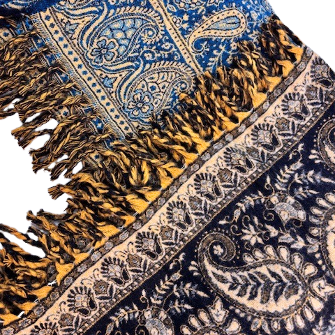 Himalayan Yak Wool Shawl/Throw Paisley Design 100x200cms