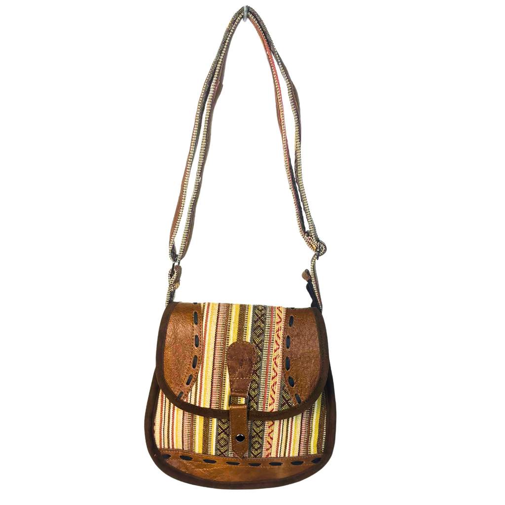 7NEP Shoulder Bag with Leather Feature 20x26cms