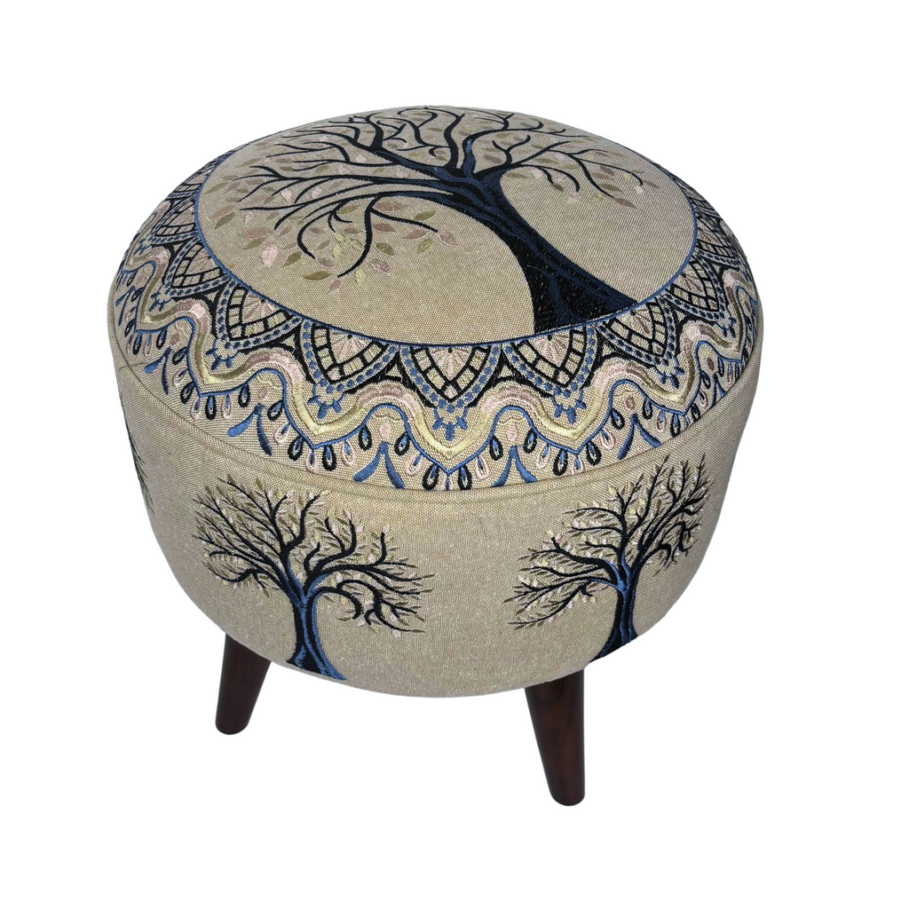 5HW Ottoman / Pouffe with Wooden Legs (40x45x45cms) HW588