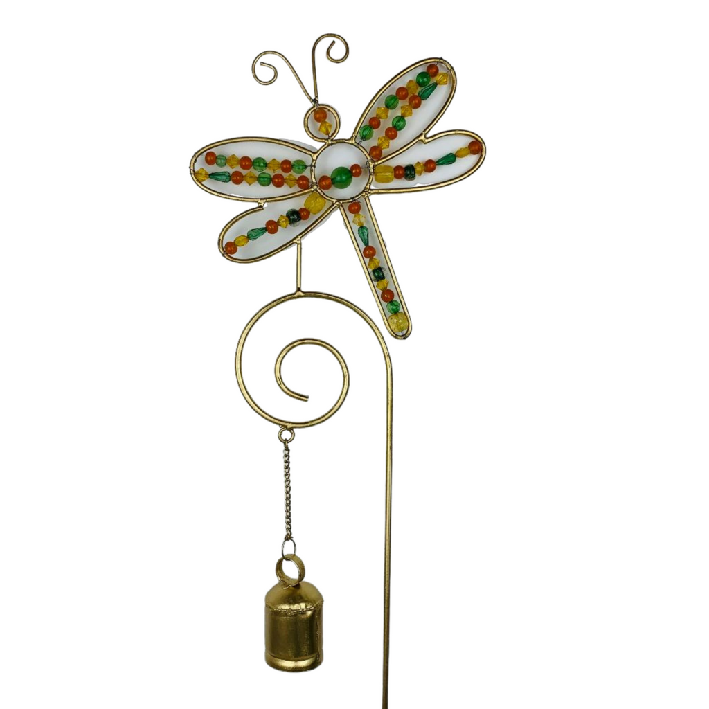 1GW Iron Garden Stakes with Beads and Bell 22x90cms