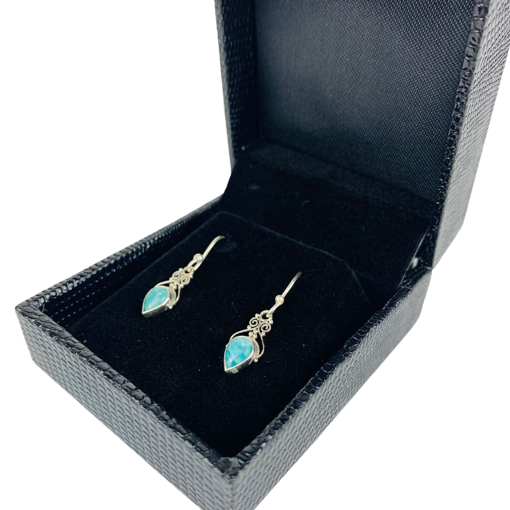 8JA Sterling Silver Earrings with Semi-Precious Gemstones in Display Box