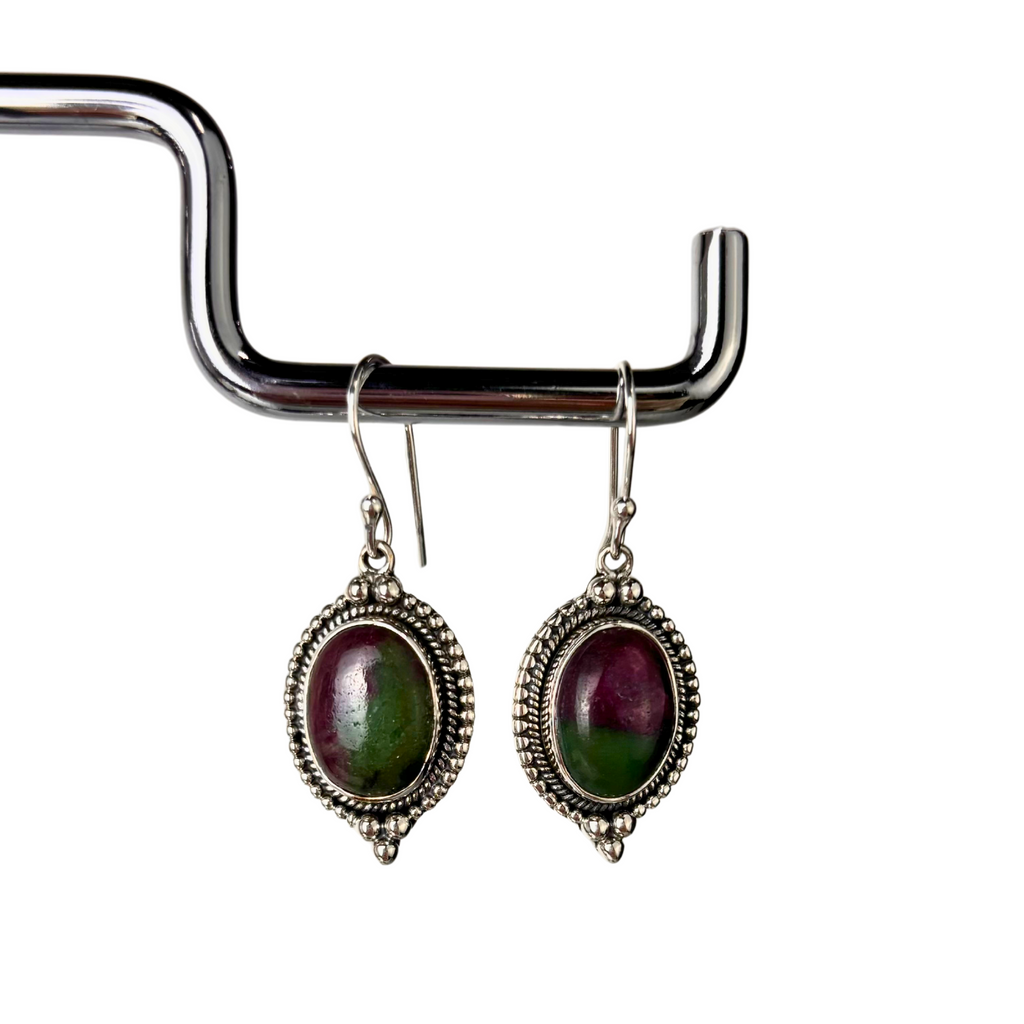 8JA Sterling Silver Earrings with Semi-Precious Gemstones