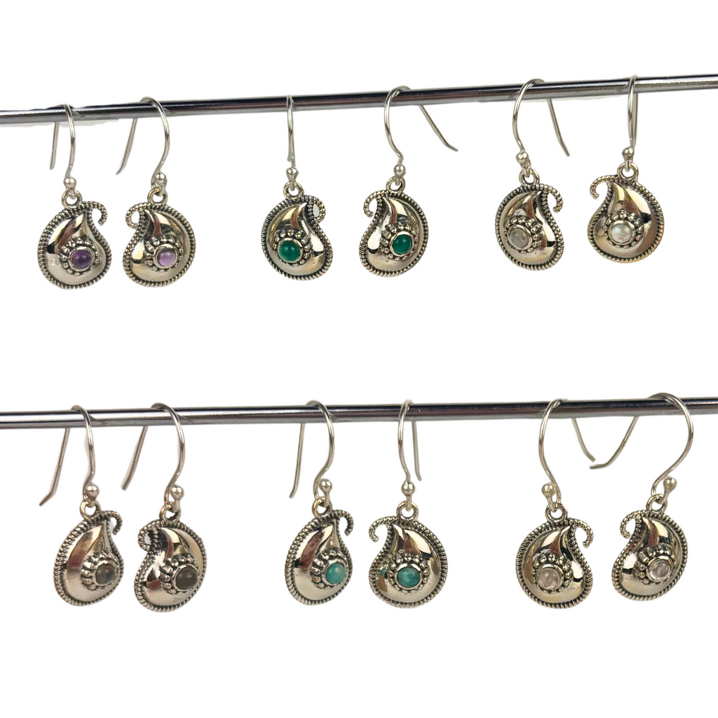 8JA Sterling Silver Earrings with Semi-Precious Gemstones