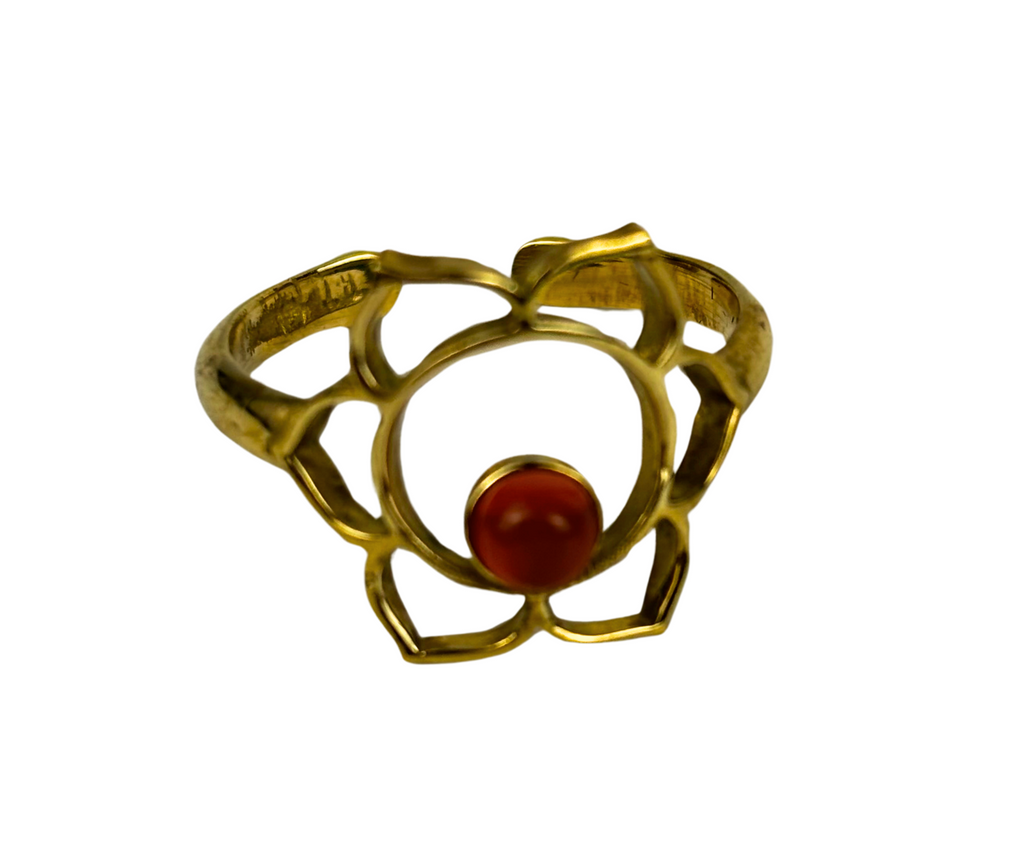 8JA Gold Plated Brass Chakra Adjustment Rings with Stone Single RETAIL