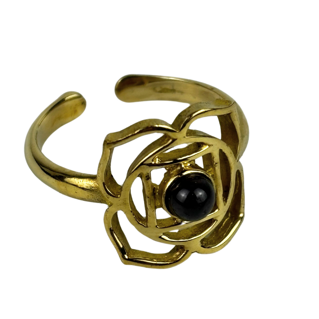 8JA Gold Plated Brass Chakra Adjustment Rings with Stone Single RETAIL