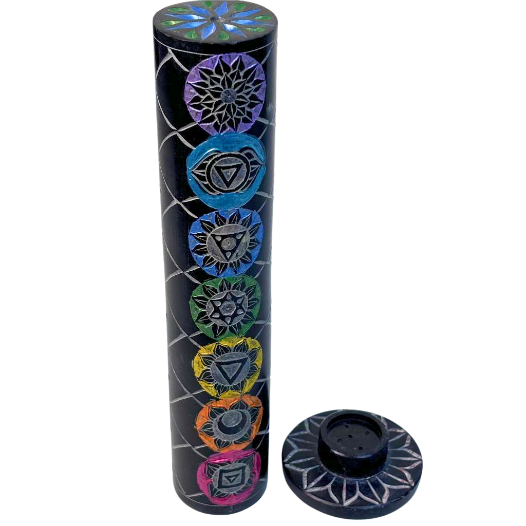 1GW Chakra Hand Painted Soapstone Incense Tower GW595