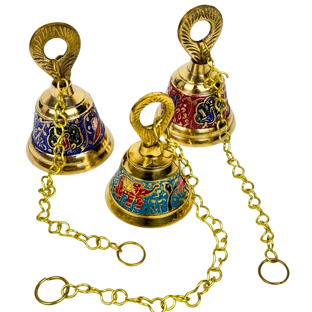 1GW Brass Bell Hand Painted on Chain