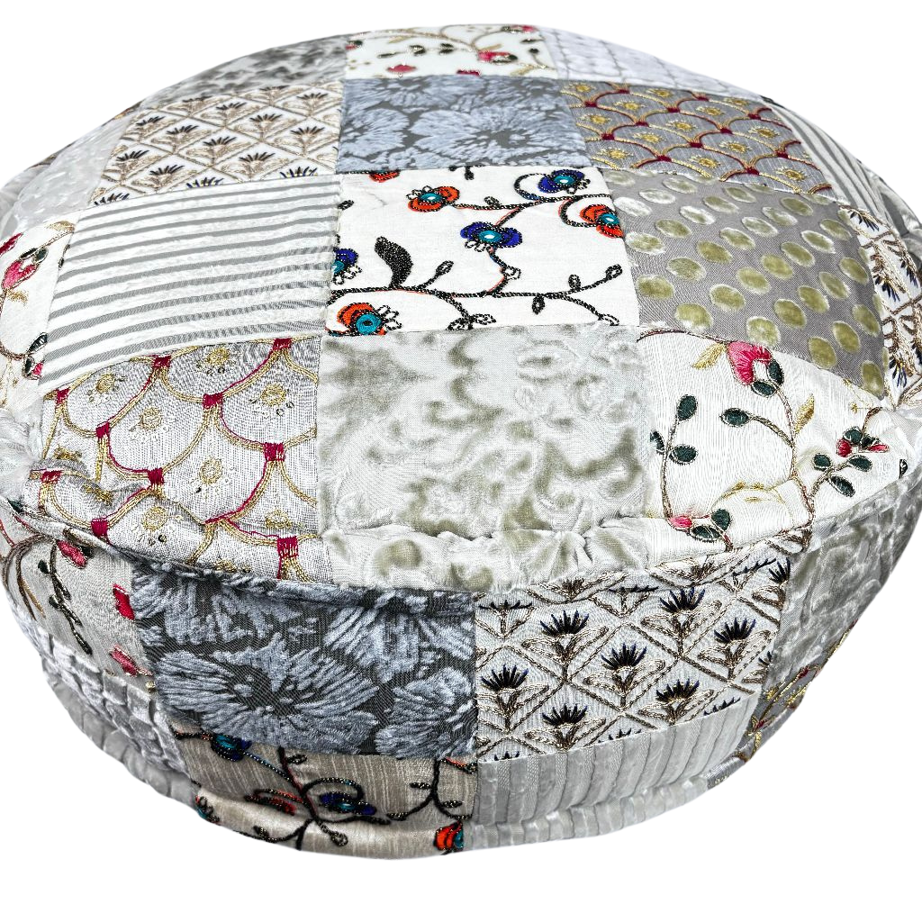 5HW Velvet Patchwork Ottoman 60x60x20cms HW584