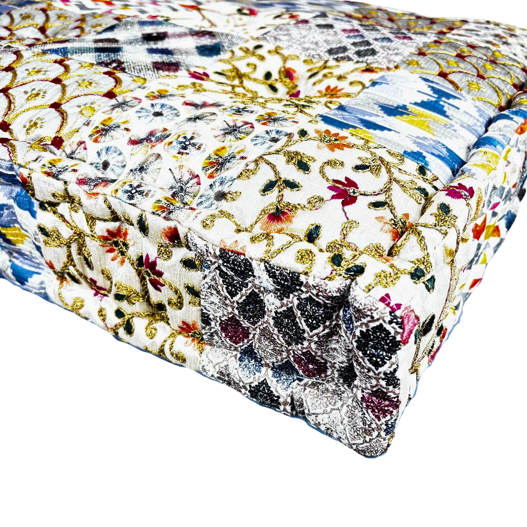 5HW Silk Patchwork Meditation Cushion 60x60x10cms HW580