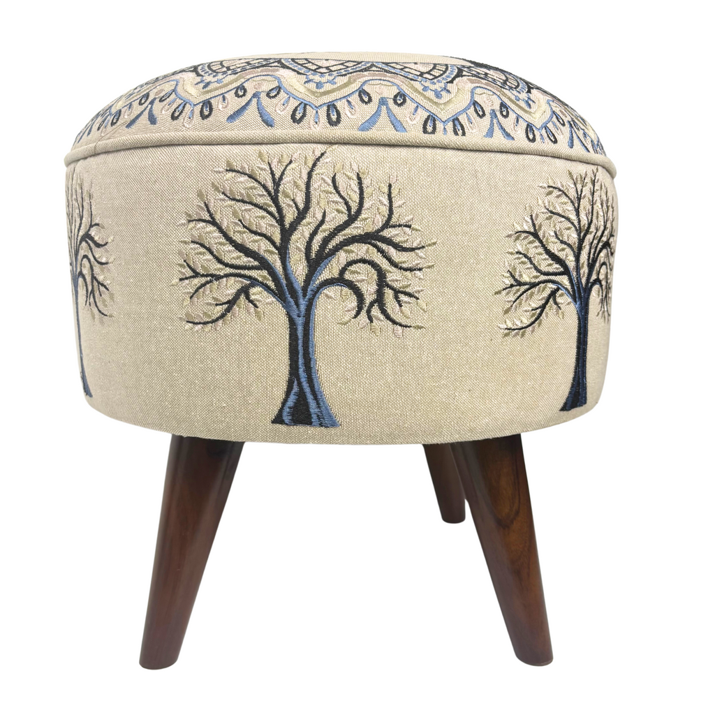 5HW Ottoman / Pouffe with Wooden Legs (40x45x45cms) HW588