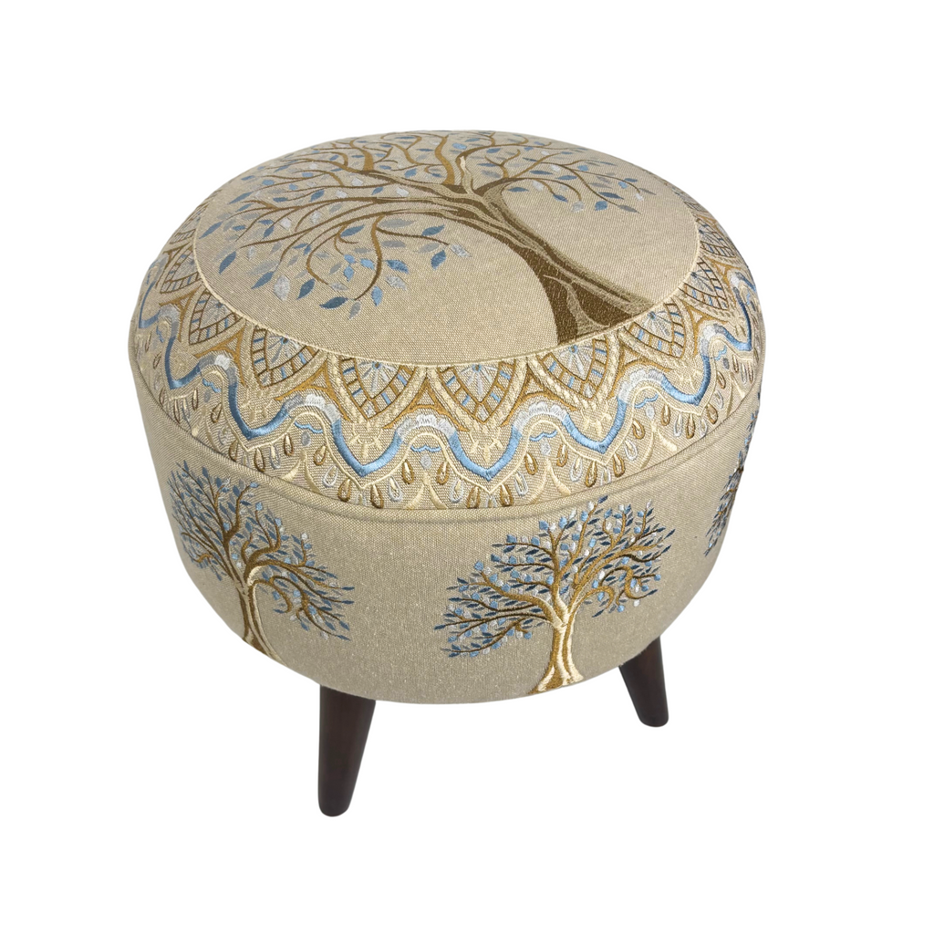 5HW Ottoman / Pouffe with Wooden Legs (40x45x45cms) HW589