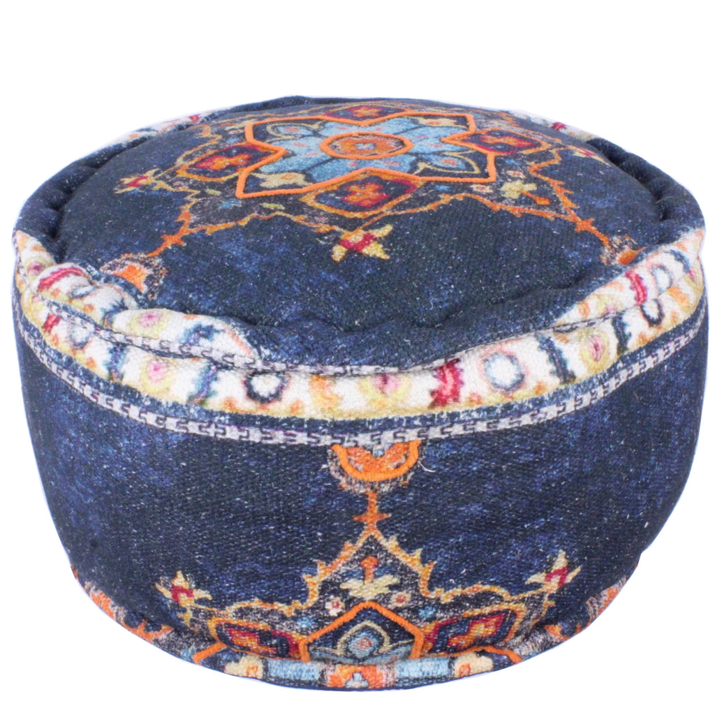 5HW169 Demin Orange Ottoman 55x55x30cms