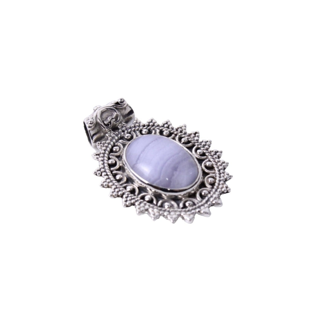 8JA053 Sterling Silver Pendant with Gem Stone