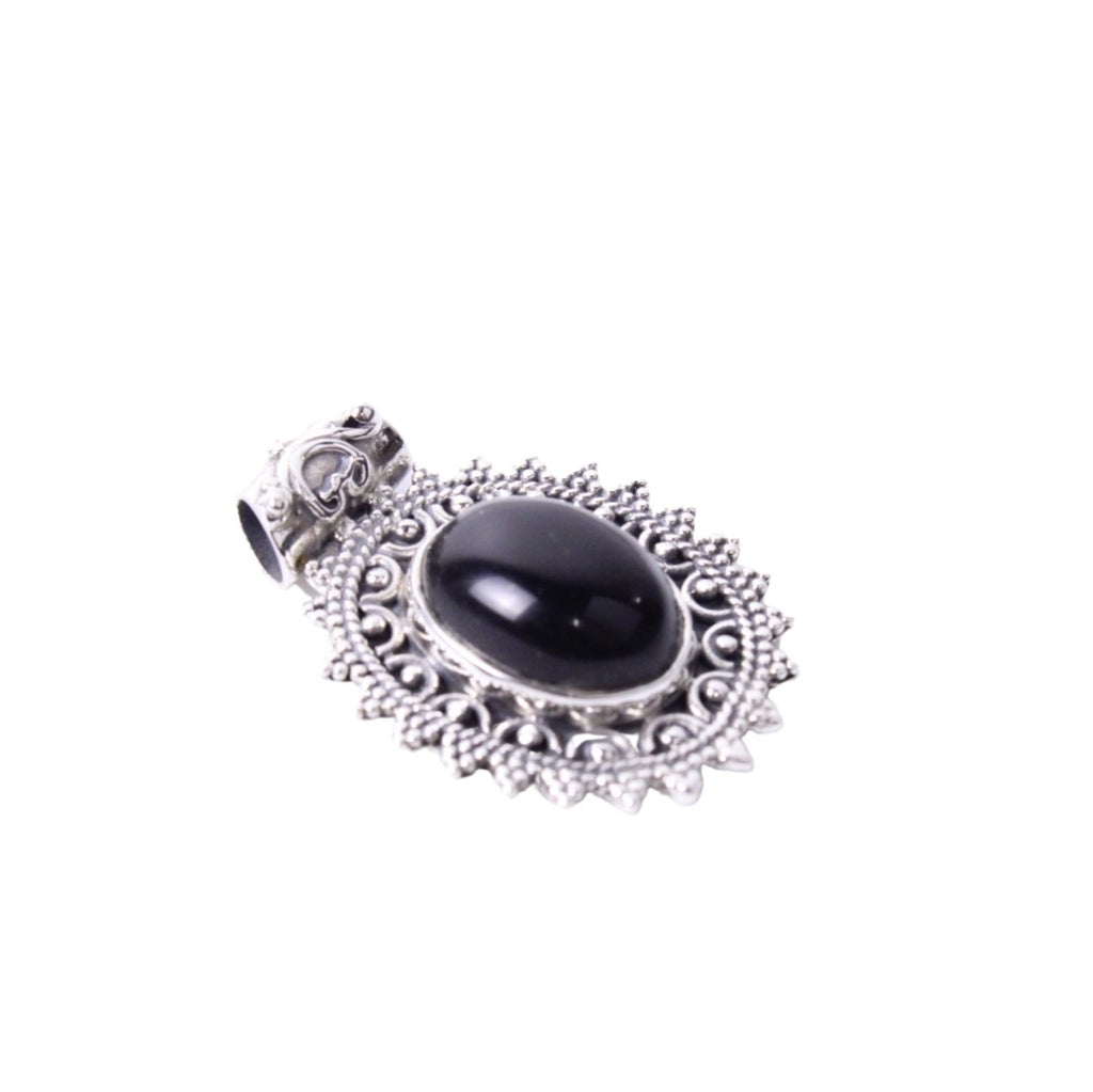 8JA053 Sterling Silver Pendant with Gem Stone