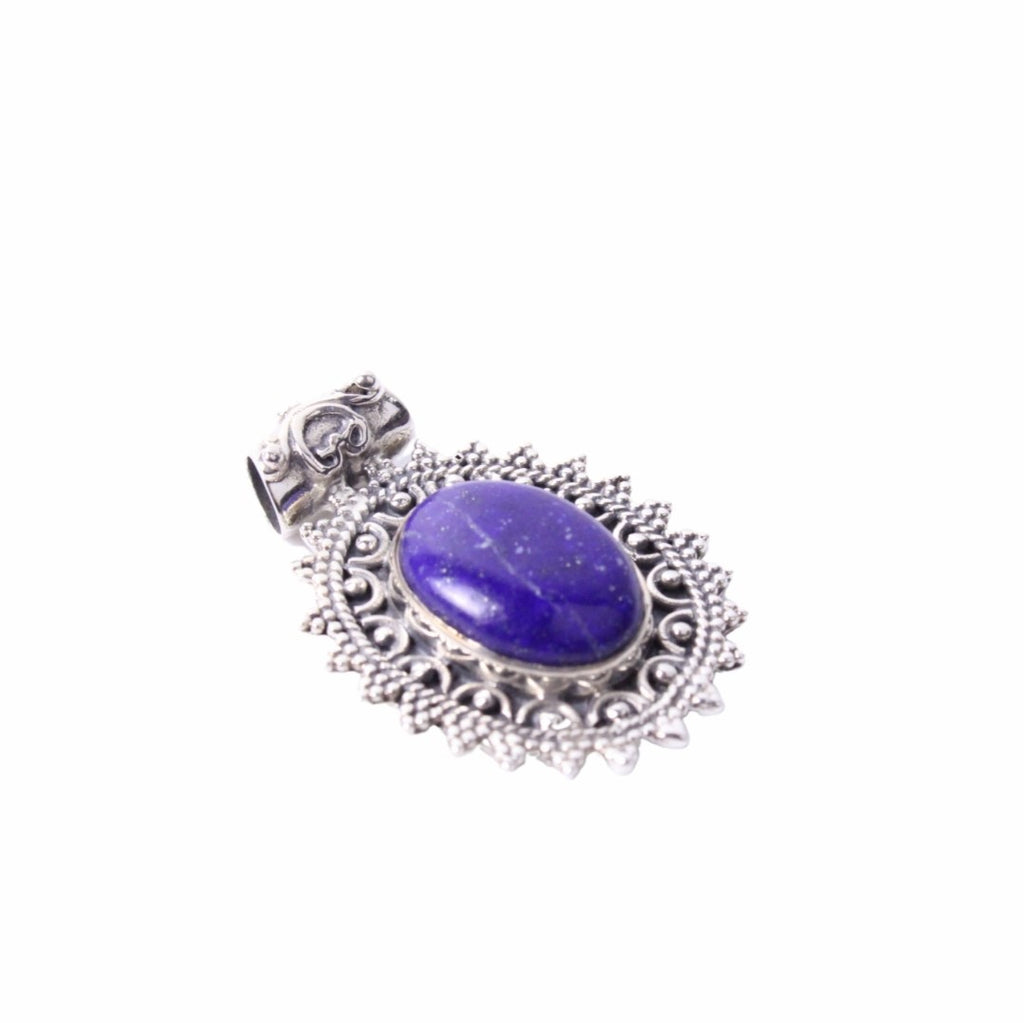 8JA053 Sterling Silver Pendant with Gem Stone