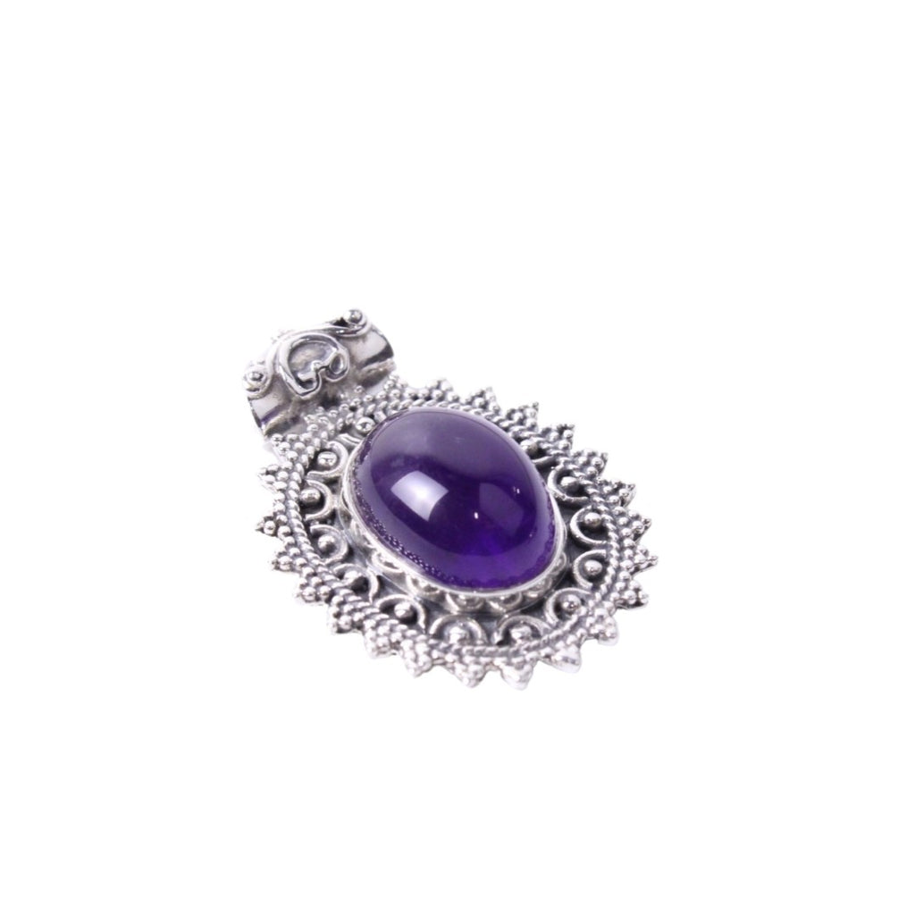 8JA053 Sterling Silver Pendant with Gem Stone