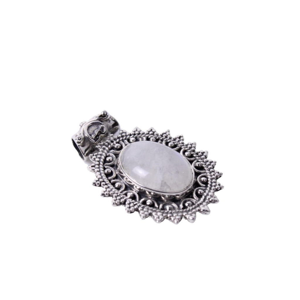 8JA053 Sterling Silver Pendant with Gem Stone