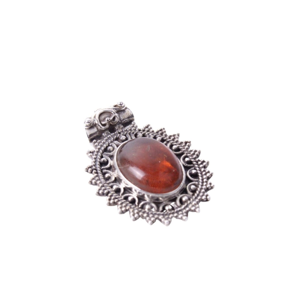 8JA053 Sterling Silver Pendant with Gem Stone