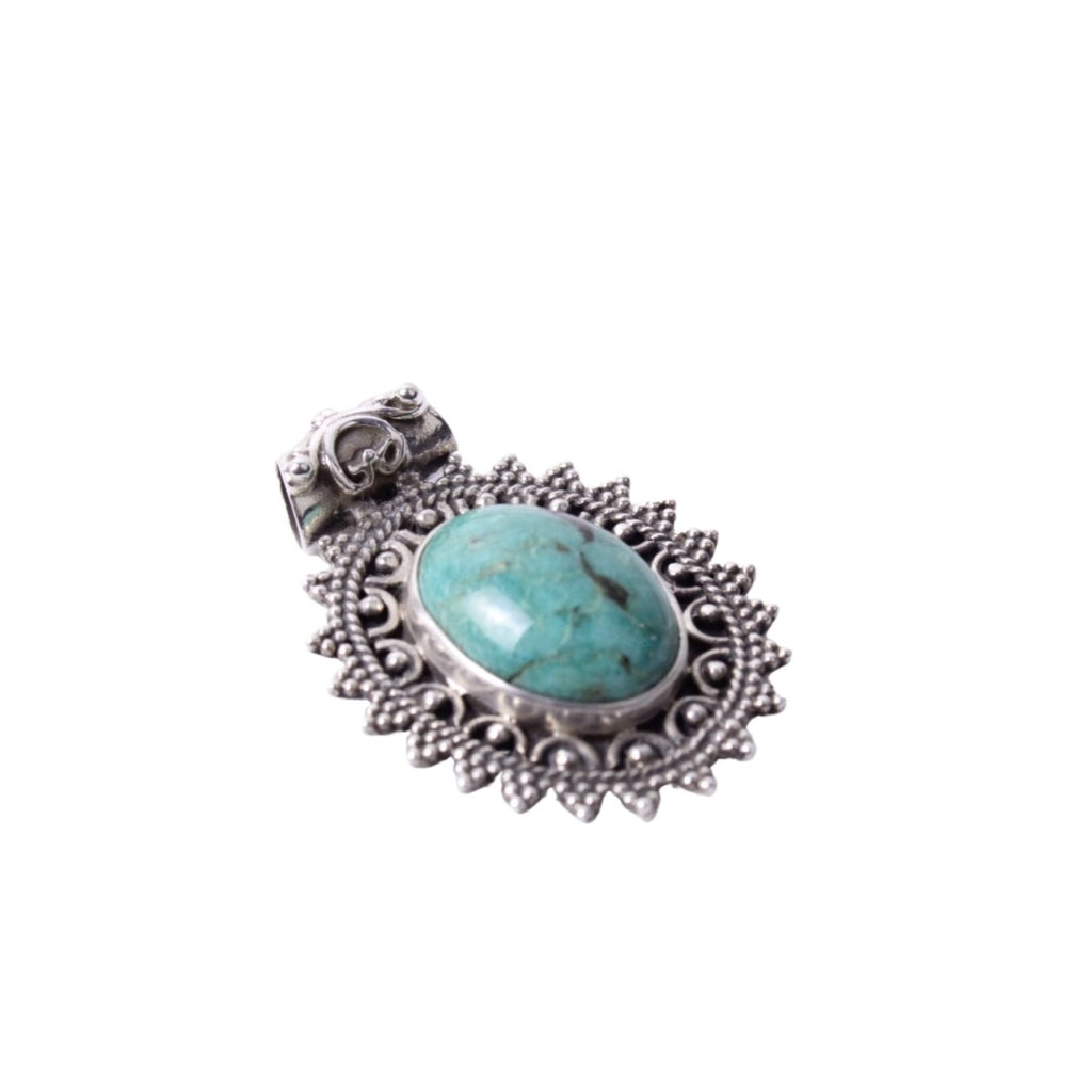 8JA053 Sterling Silver Pendant with Gem Stone