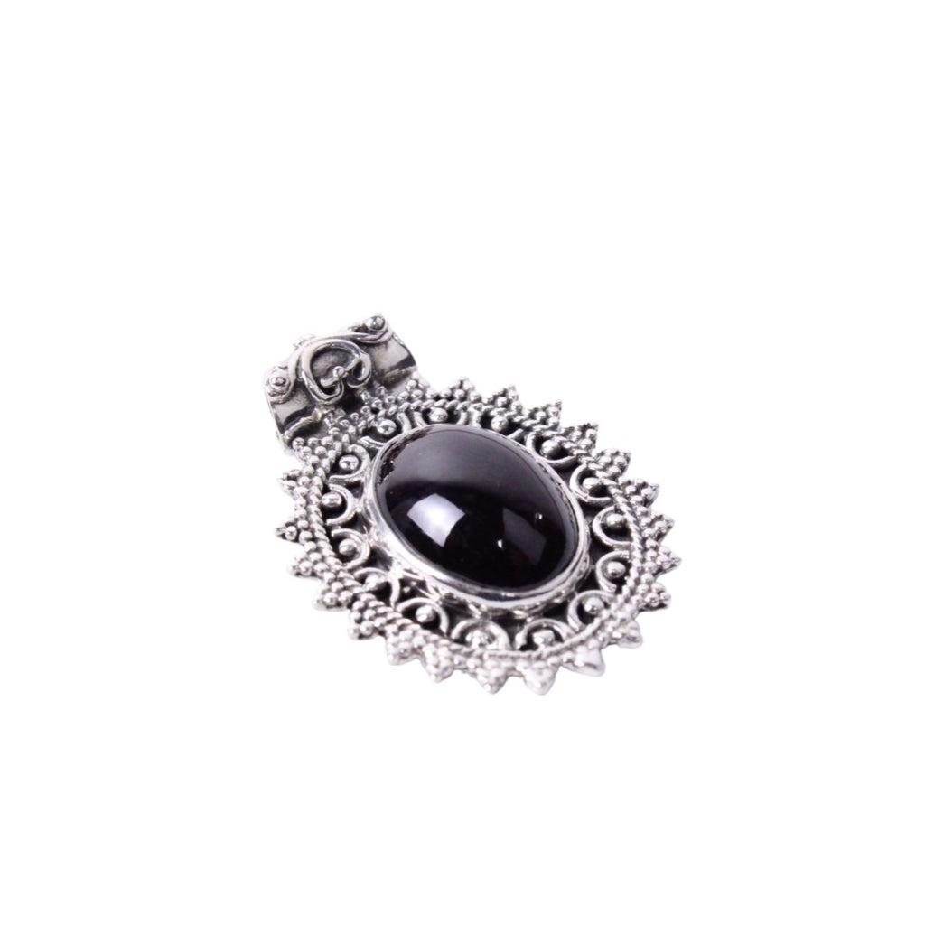 8JA053 Sterling Silver Pendant with Gem Stone