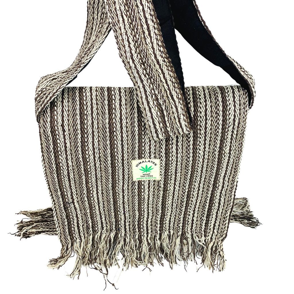 7NEP018 Hemp Shoulder Bag with Fringe 30x35cms