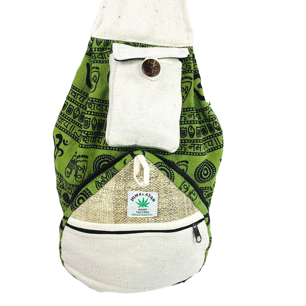 7NEP015 Hemp Folding Backpack Green Colourway 40x23cms