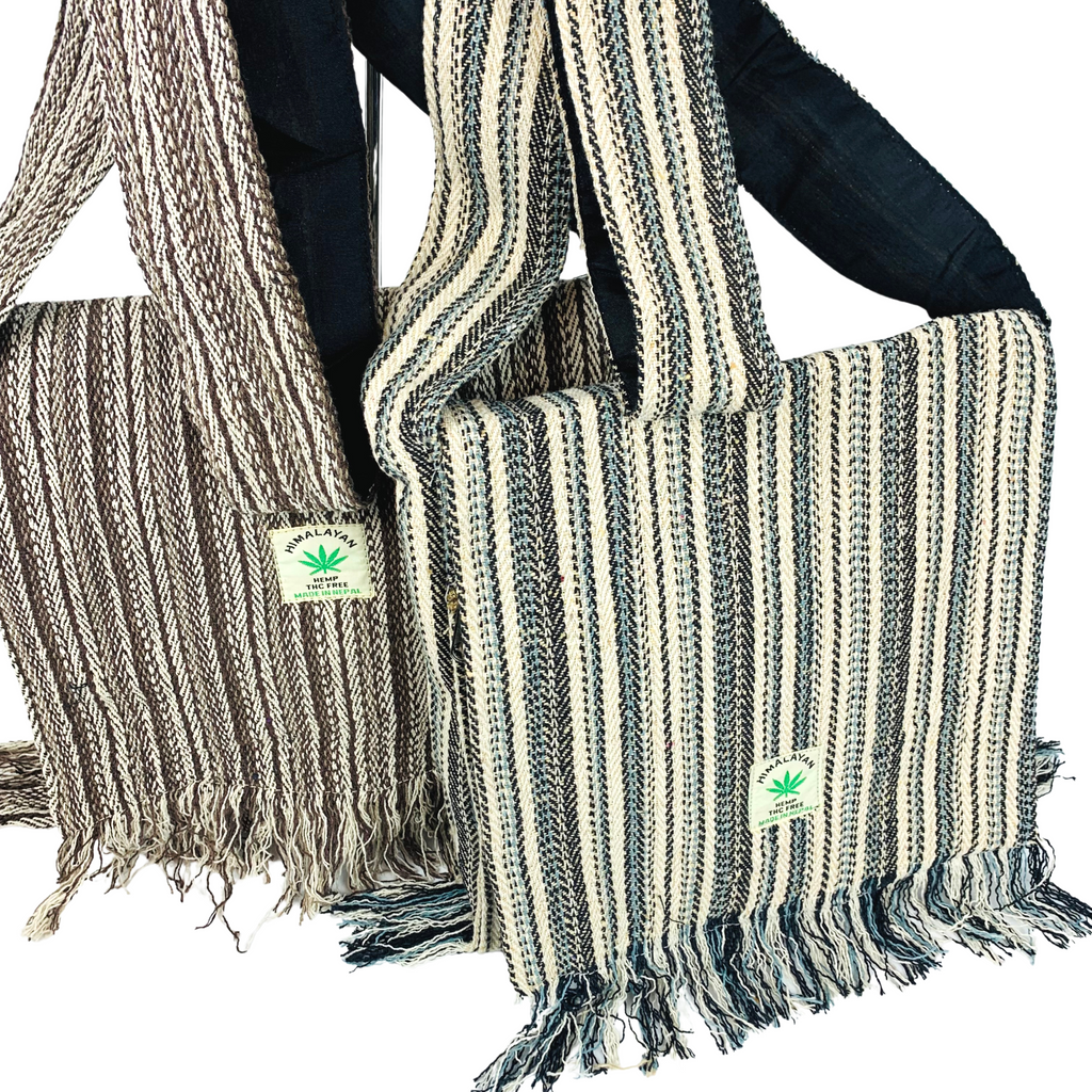 7NEP018 Hemp Shoulder Bag with Fringe 30x35cms