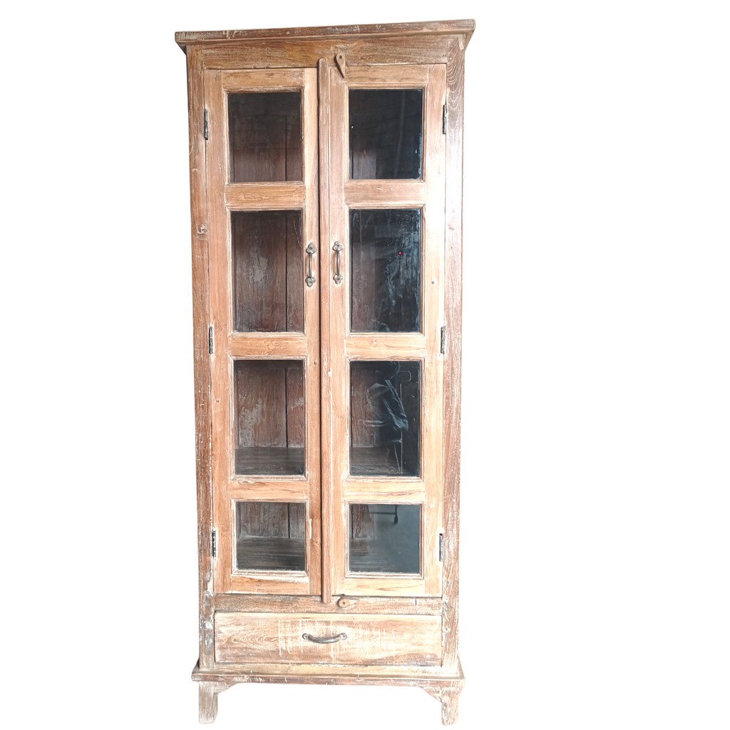 FUR465 Fantastic Display Cupboard with glass Panels, 4 Shelves & a Drawer (74w46d183h)